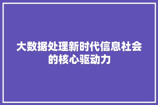 大数据处理新时代信息社会的核心驱动力