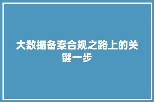 大数据备案合规之路上的关键一步