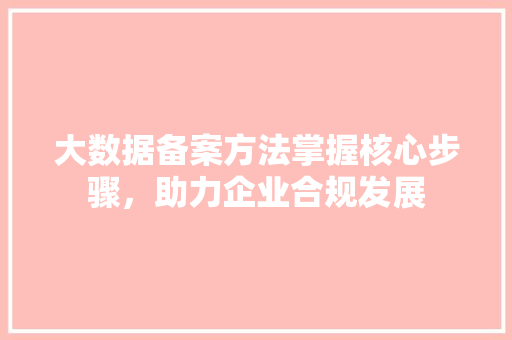 大数据备案方法掌握核心步骤，助力企业合规发展