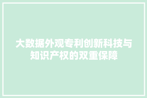 大数据外观专利创新科技与知识产权的双重保障 SEO教程