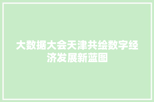 大数据大会天津共绘数字经济发展新蓝图 SEO教程