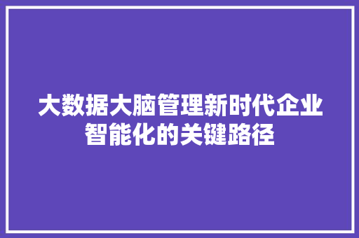 大数据大脑管理新时代企业智能化的关键路径 Web前端