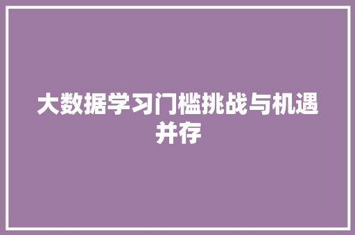 大数据学习门槛挑战与机遇并存