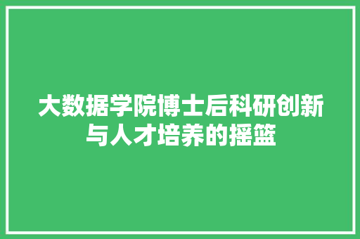 大数据学院博士后科研创新与人才培养的摇篮