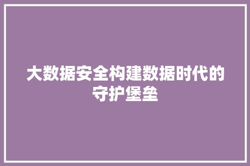 大数据安全构建数据时代的守护堡垒