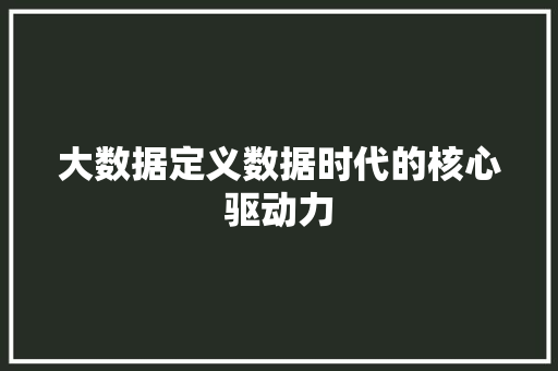 大数据定义数据时代的核心驱动力