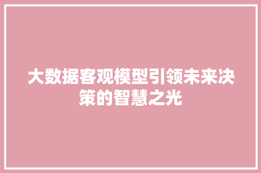 大数据客观模型引领未来决策的智慧之光 友链在线