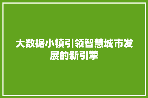 大数据小镇引领智慧城市发展的新引擎