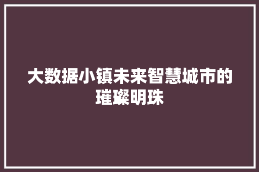 大数据小镇未来智慧城市的璀璨明珠