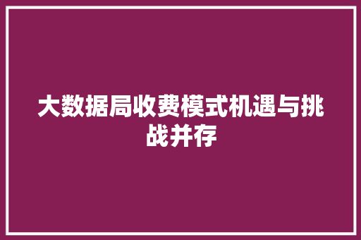 大数据局收费模式机遇与挑战并存