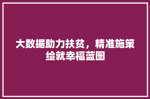 大数据助力扶贫，精准施策绘就幸福蓝图