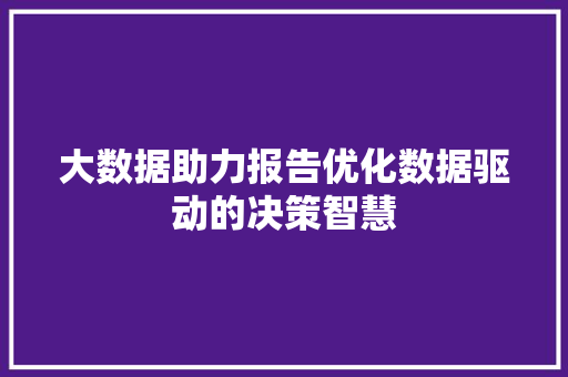 大数据助力报告优化数据驱动的决策智慧