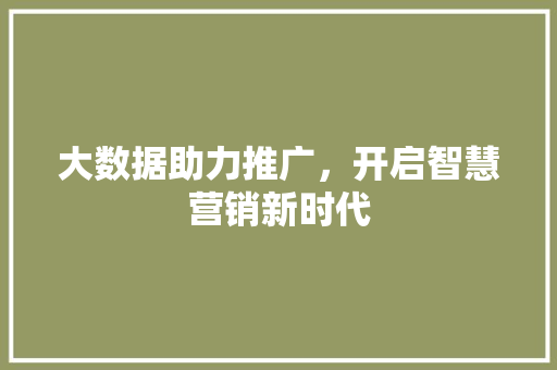 大数据助力推广，开启智慧营销新时代