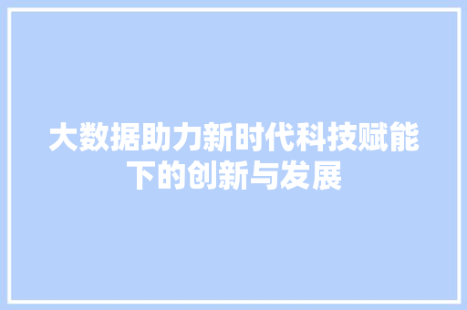 大数据助力新时代科技赋能下的创新与发展 建站教程