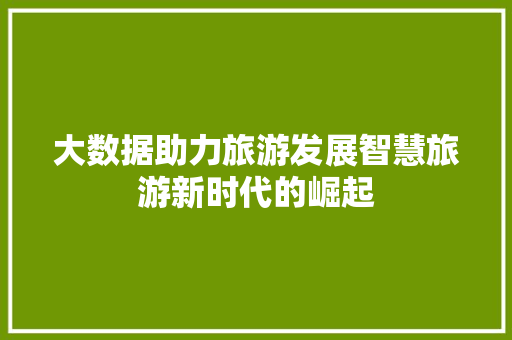 大数据助力旅游发展智慧旅游新时代的崛起