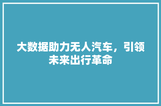 大数据助力无人汽车，引领未来出行革命