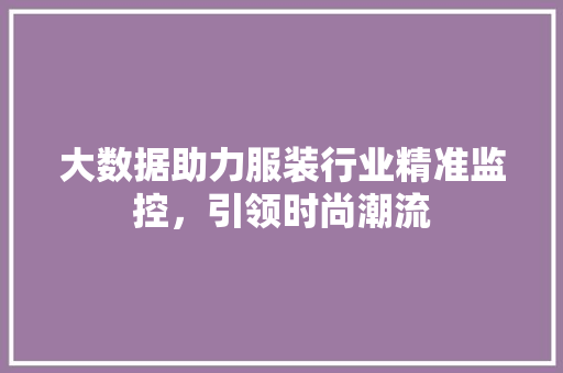 大数据助力服装行业精准监控，引领时尚潮流 Web前端