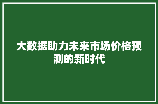 大数据助力未来市场价格预测的新时代