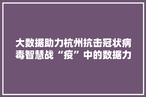 大数据助力杭州抗击冠状病毒智慧战“疫”中的数据力量 Web前端