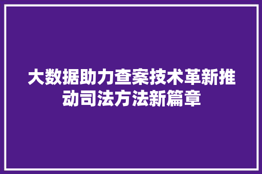 大数据助力查案技术革新推动司法方法新篇章 建站教程