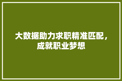 大数据助力求职精准匹配，成就职业梦想 Web前端