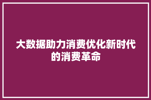 大数据助力消费优化新时代的消费革命