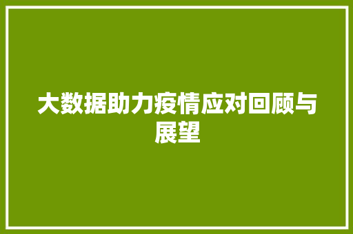 大数据助力疫情应对回顾与展望