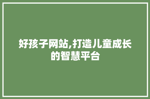 好孩子网站,打造儿童成长的智慧平台