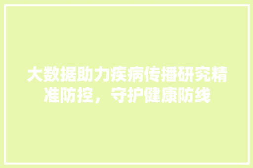 大数据助力疾病传播研究精准防控，守护健康防线