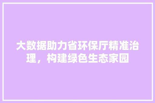 大数据助力省环保厅精准治理，构建绿色生态家园 建站教程