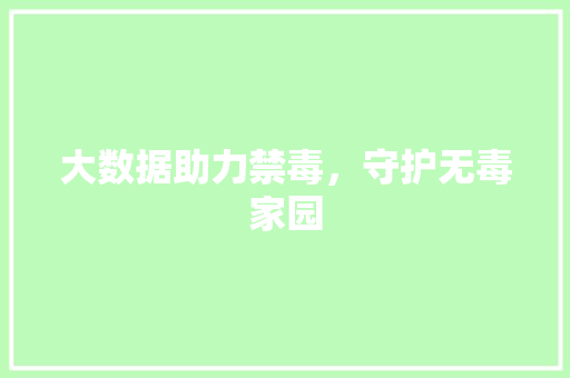 大数据助力禁毒，守护无毒家园
