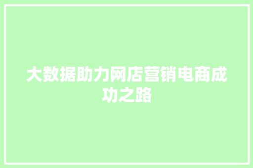 大数据助力网店营销电商成功之路