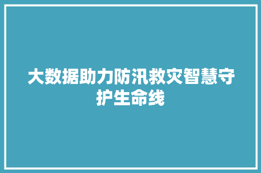 大数据助力防汛救灾智慧守护生命线