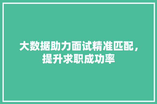 大数据助力面试精准匹配，提升求职成功率
