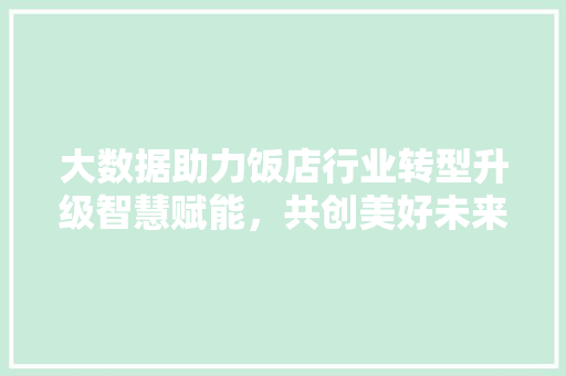 大数据助力饭店行业转型升级智慧赋能，共创美好未来