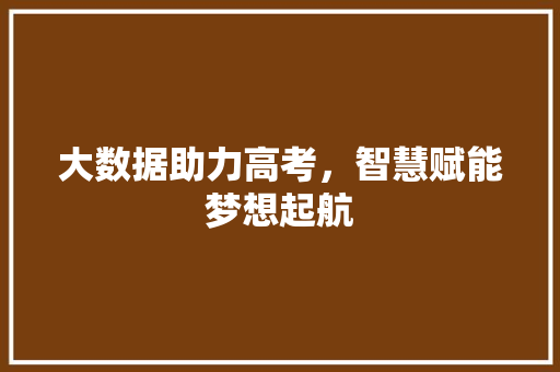 大数据助力高考，智慧赋能梦想起航