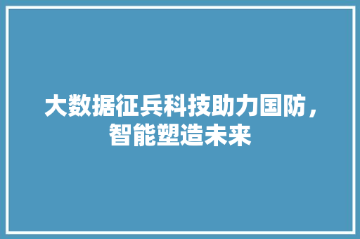 大数据征兵科技助力国防，智能塑造未来