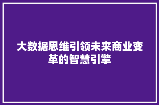 大数据思维引领未来商业变革的智慧引擎