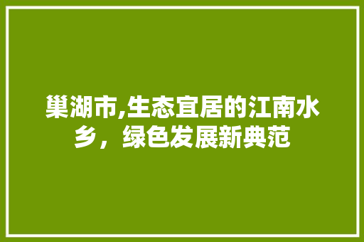 巢湖市,生态宜居的江南水乡，绿色发展新典范
