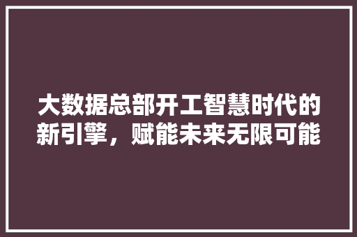 大数据总部开工智慧时代的新引擎，赋能未来无限可能