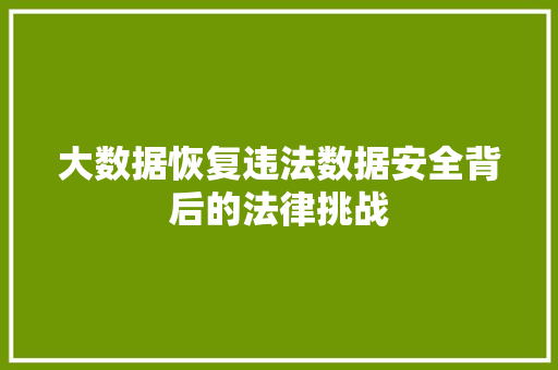 大数据恢复违法数据安全背后的法律挑战