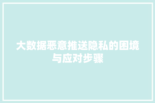 大数据恶意推送隐私的困境与应对步骤