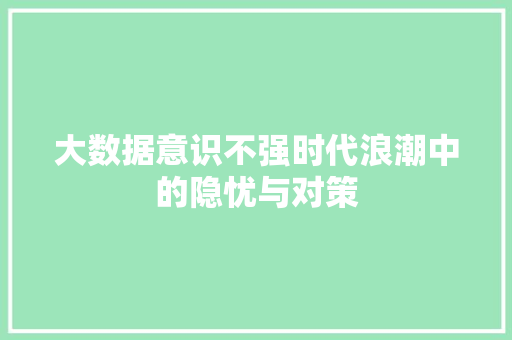 大数据意识不强时代浪潮中的隐忧与对策