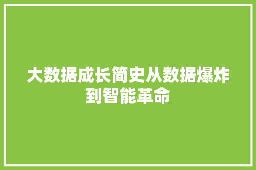 大数据成长简史从数据爆炸到智能革命 友链在线