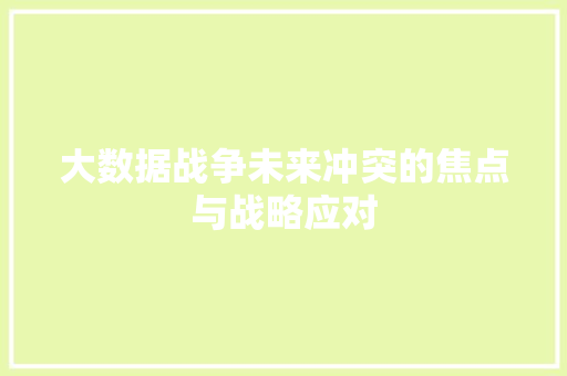 大数据战争未来冲突的焦点与战略应对