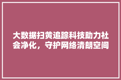 大数据扫黄追踪科技助力社会净化，守护网络清朗空间
