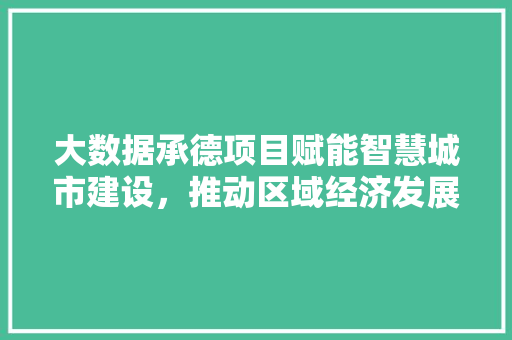 大数据承德项目赋能智慧城市建设，推动区域经济发展