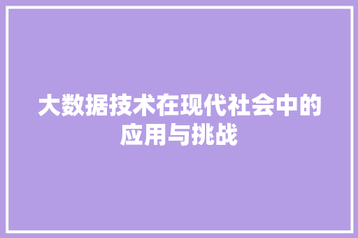 大数据技术在现代社会中的应用与挑战 友链在线
