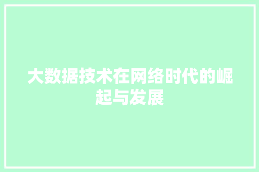 大数据技术在网络时代的崛起与发展