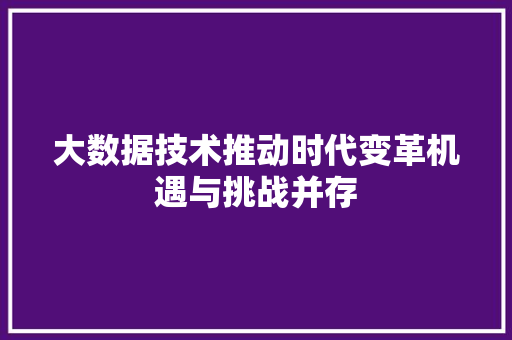 大数据技术推动时代变革机遇与挑战并存